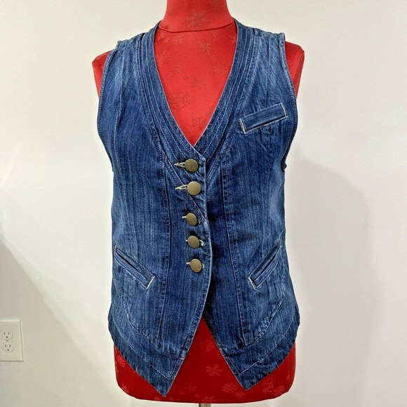 CAbi Blue Denim Vest - Picture 1 of 8